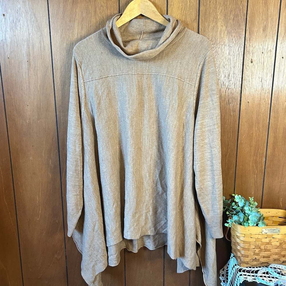 Hampshire Studio Women's 3X Beige Acrylic Cowl Neck Tunic Sweater Neutral‎ Lagen